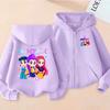 2025 New Huntrix Girls' Cartoon Printed Zipper Hoodie Casual Long Sleeve Children's Fashion Sportswear