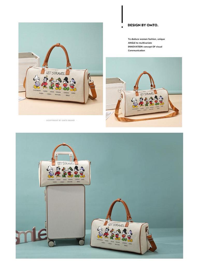 Корейская мультяшная женская парусиновая сумка большой вместимости для спорта и путешествий