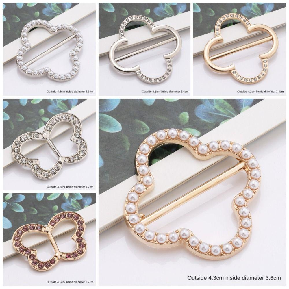 Rhinestone Tie Clips Pearl Shirt Clip Buckle Fashion Shirt Clip  for Women Lady