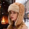 1 шт. зимняя теплая корейская шапка-бомбер из ворса с цветовой блокировкой для мужчин и женщин, зимняя уличная теплая шапка с ушами, универсальная лыжная шапка-пилот