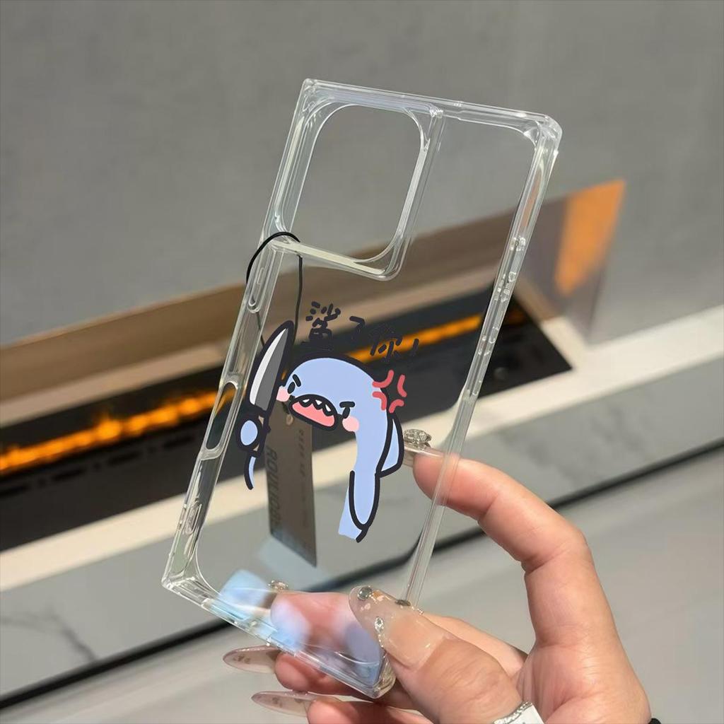 Прозрачный чехол с квадратной задней защитой для трубки для iPhone 11 14 Pro Max 12 16 ProMax 13 15 Plus, защита от кислорода, с рисунком ножа, чехол с рисунком маленького монстра