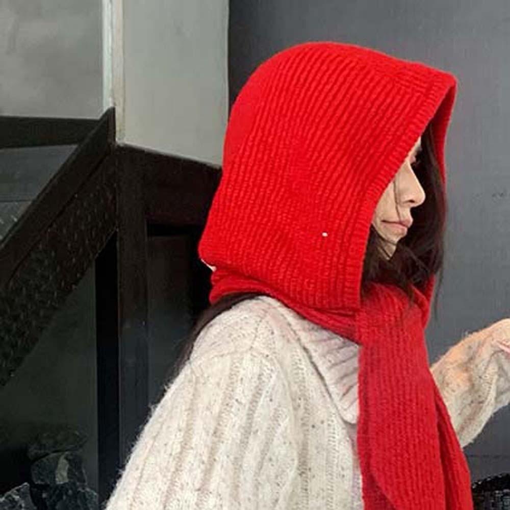 Acrylic Fibers Knitted Hooded Cap Triangular Winter Neckerchief Hat Neck Collar Beanies Cap  Work