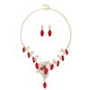 Women Luxury Crystal Clavicle Chain Set, Exaggerated Retro Necklace Earrings Ornaments For Banquet Dresses