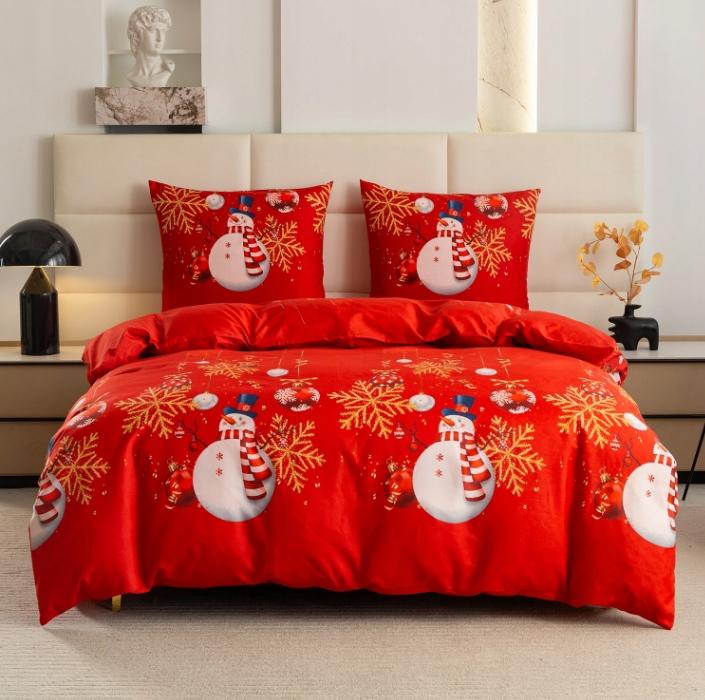 Christmas bedding set, cotton satin, 160x200 cm, pillowcases, Christmas tree, bubbles
