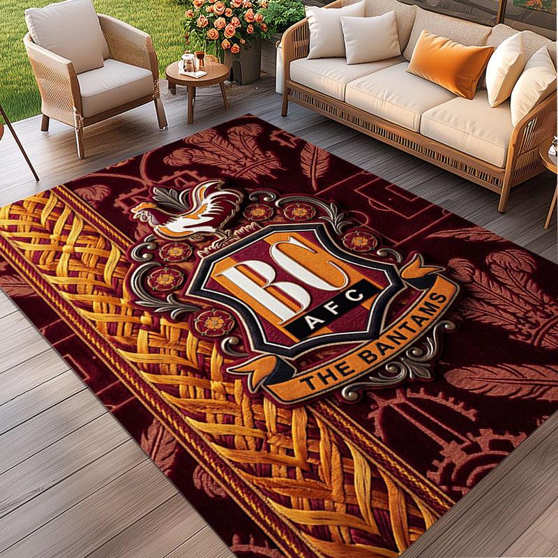 Bradford City AFC Print Rug, Washable Floor Carpet, For Entryway Dorm Laundry Room Office Study, Home Decor Birthday Christmas Gift