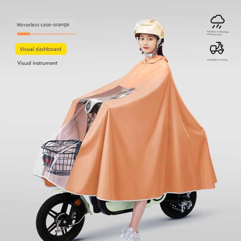 Electric Motorcycle Raincoat for Women, Single-Person, Oversized, Thickened, Long, Full-Body, Storm-Proof Riding Poncho