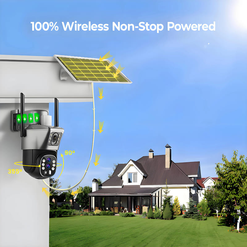 LS VISION 6K 4G Sim Solar Camera 10x Zoom IP CCTV 12MP Dual Lens PTZ Surveillance PIR Human Detection Outdoor Security Protection Camera