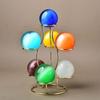 Sphere Metal Display Stand 7 Faux Crystal Ball Decorative Glass Fortune Ball Globe Stone Show Holder Organizer Rack Home Office Desktop Decoration