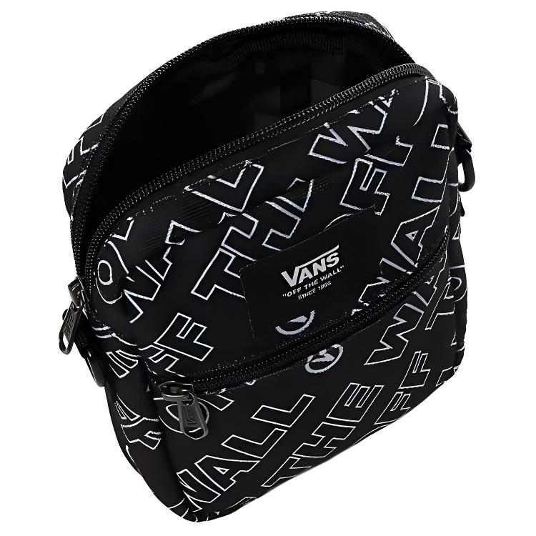 Vans Однотонный дизайн с принтом, застежка-молния, нейлоновая сумка через плечо, унисекс, Черный VN0A3I5SZXH
