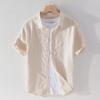 Men's Summer Casual Loose-Fit White Linen-Cotton Shirt