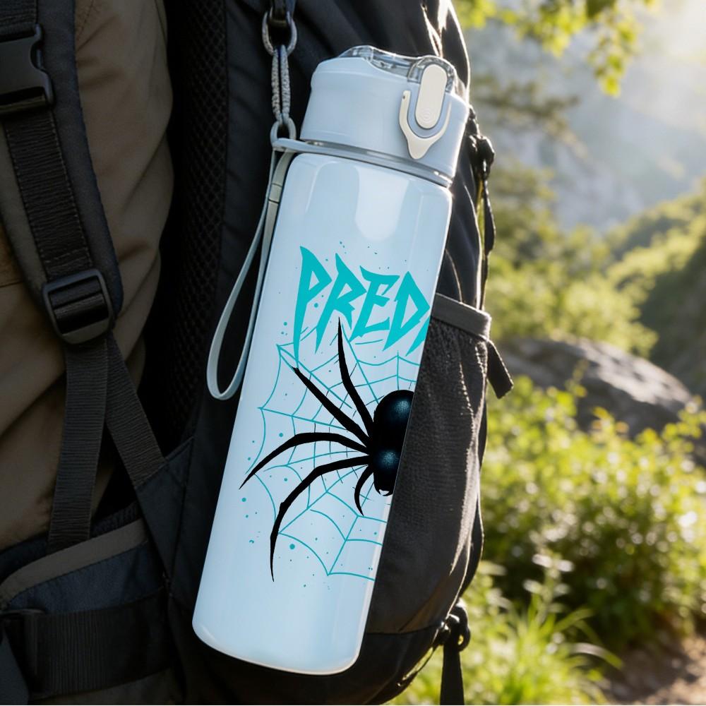 1PC Spider Predator Pattern 750ml Color Plastic Sports Water Bottle Leakproof Flip Straw Lid Suitable for Sports Office Home Use