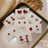 Серьги-гвоздики в китайском стиле из ткани Ankara, красные, для элегантного образа, ретро, праздничные, универсальные, серьги с нишевым дизайном