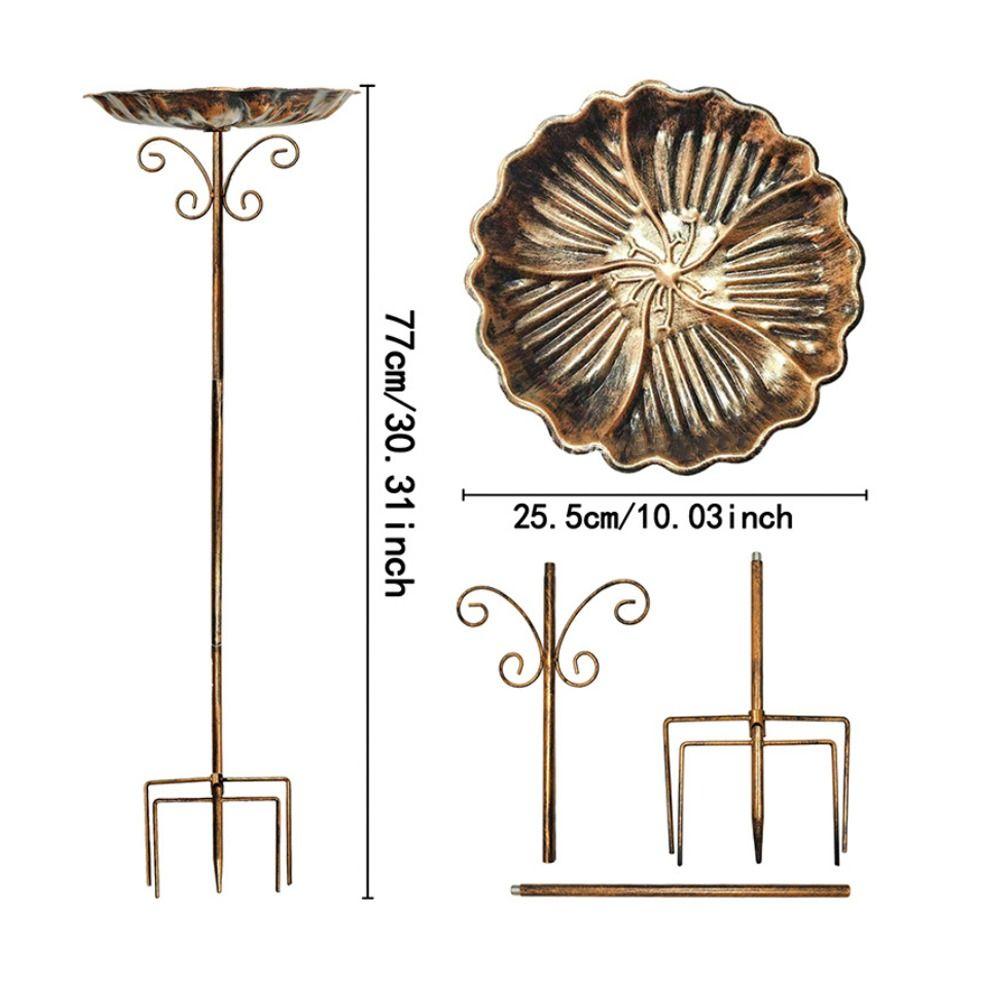 Retro Iron Bird Bath Feeder Metal Bowl 5-Pronged Base Standing Bird Bath Heavy Duty Rustproof Bird Feeding Station Yard