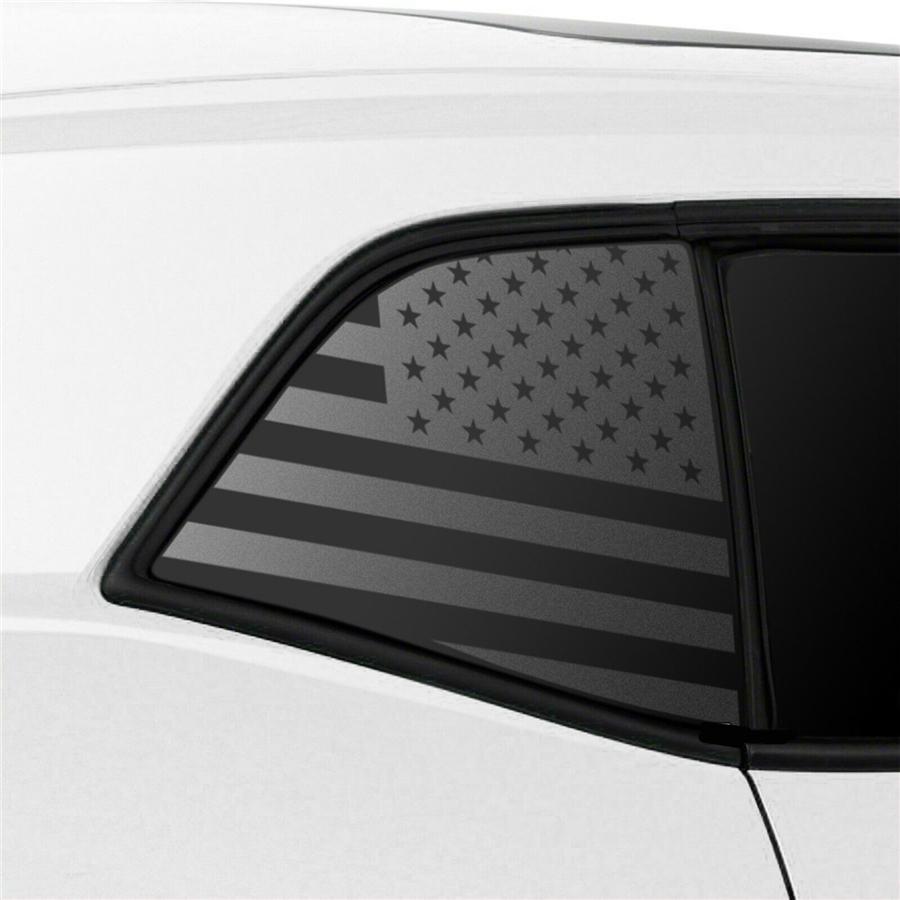 2x Window Stickers American Flag Graphic Decal Black For Dodge Challenger 08-22