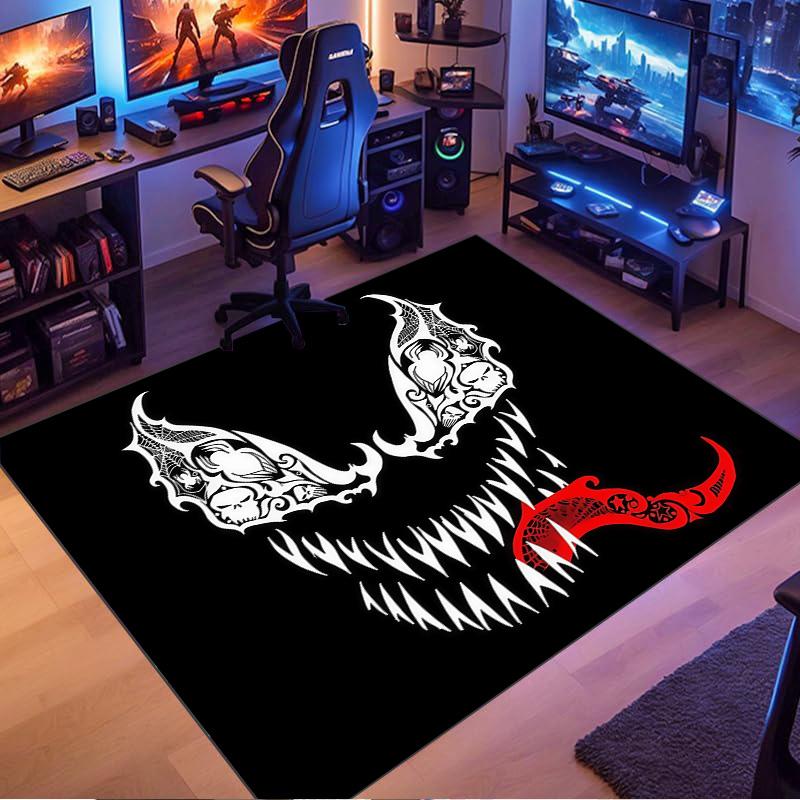 Venom Tribal Tattoo Style Monster Face Print Non Slip Large Gaming Living Room Area Rug Soft Wear Resistant Gamer Sofa Bedroom Home Decor Floor Carpet