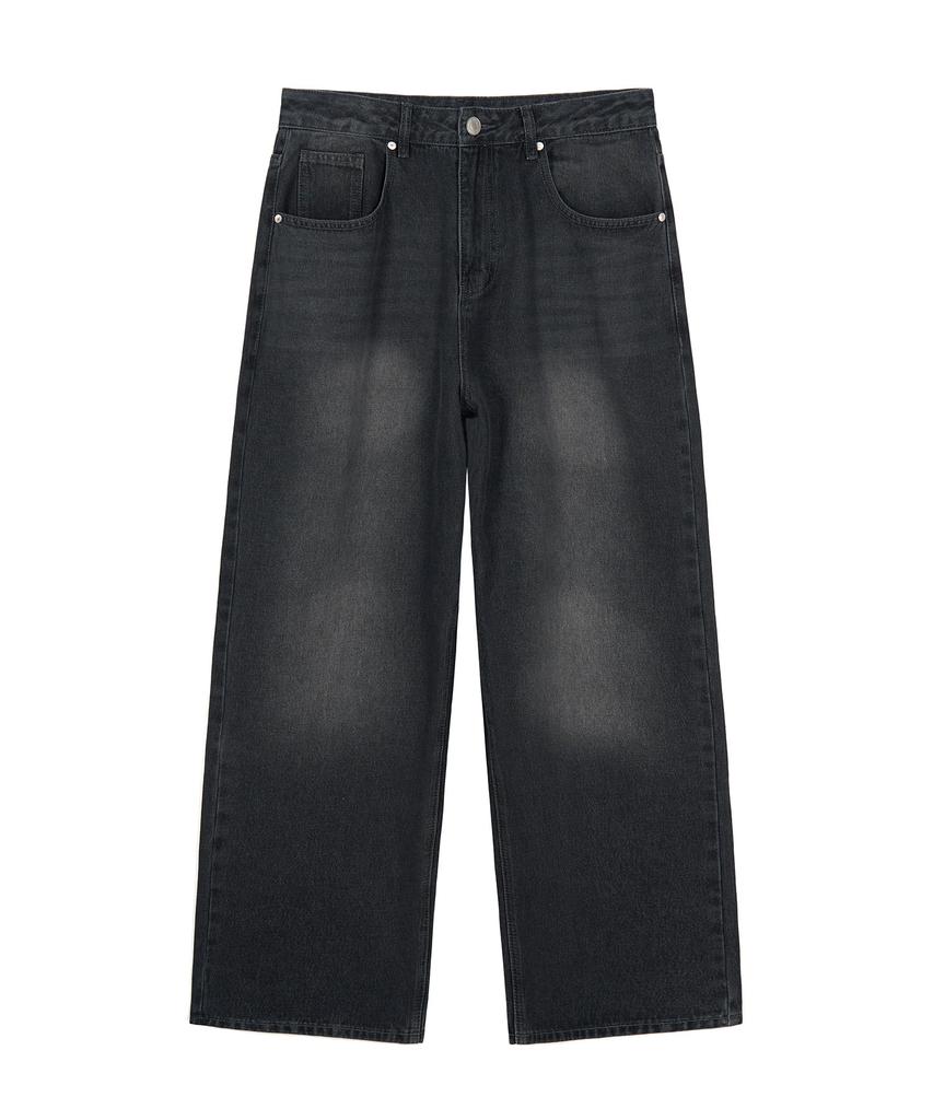 EXCONTAINER Deep Washed Wide Denim Pants (Washed Black)