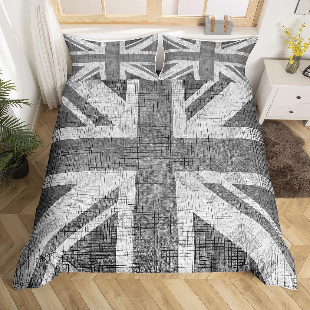 Simple British British Expired Three-Piece Digital Printing Quilt Cover Bedding Home Textiles