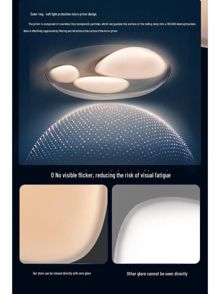 2025 Modern Pebble Cream Ceiling Lamp - Full Spectrum Eye Protection for Living Rooms