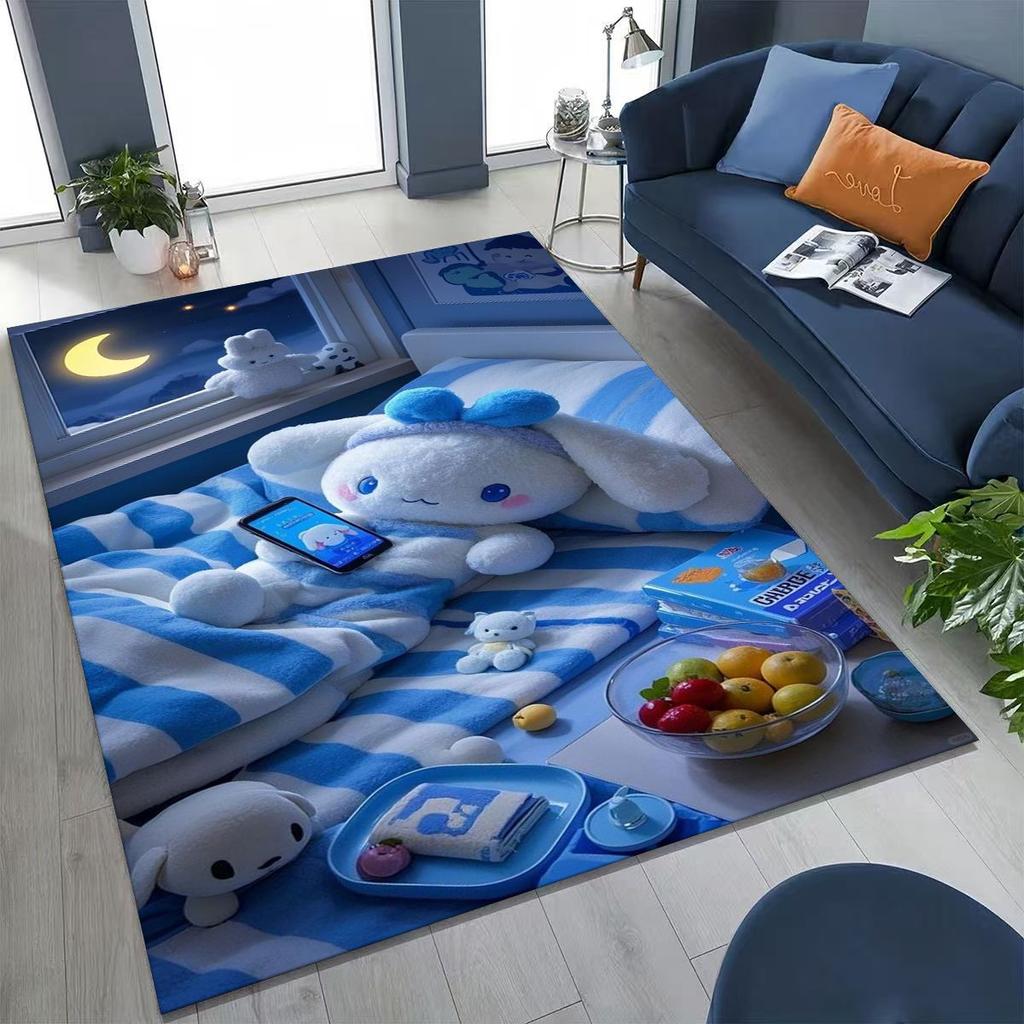 2026 New Cute Cinnamoroll Pompompurin Sanrio Cartoon Rug for Bedroom Living Room Sofa Home Doormat Decor, Kid Non-slip Floor Mat