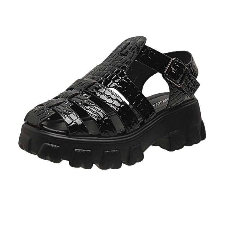 Сандалии на толстой подошве, женские сандалии в римском стиле с открытым носком, женская повседневная пляжная обувь, летние женские сандалии на платформе