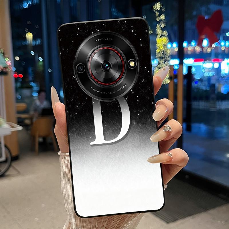 Anti-scratch Soft Case For ZTE Blade A75 5G/ Nubia Focus 5G Custom Name A to Z Letter With Flower Starry Sky Pattern Casing