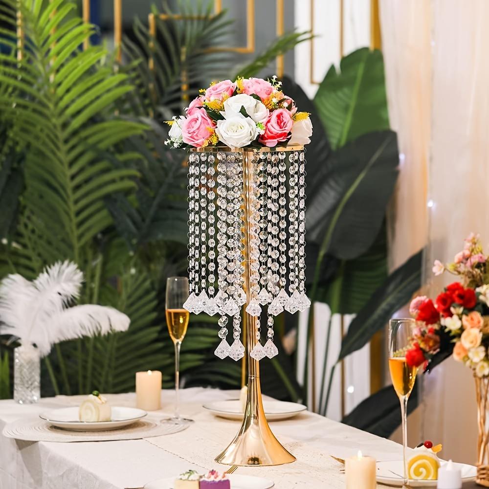 2-piece Acrylic Hanging Bead Flower Stand, Electroplating Process, Table Flower Stand, Home Decoration, Wedding Decoration