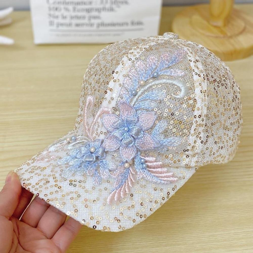 Summer Lace Baseball Cap Embroidered Flowers Sunscreen Hat New Rebound Cap For Women Girls