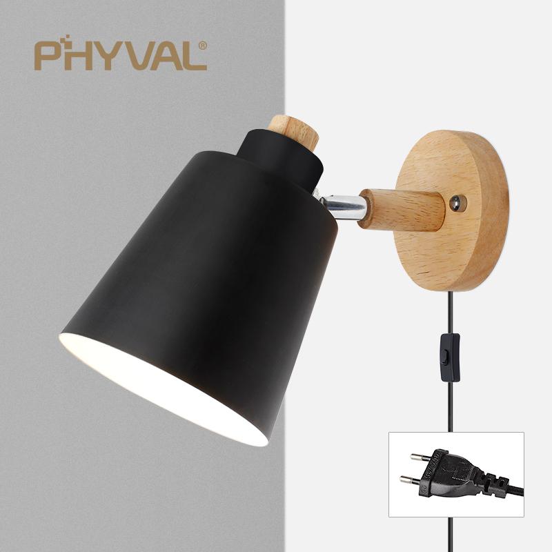 Modern LED Wall Lamp Macaron E27 Blub With Plug For Study Bedroom Bedside Hallway Living Room Home Decoration Lighting Fixtures