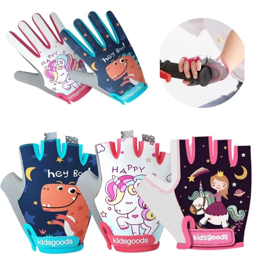 Bike Skate Boys and Girls Bicycle Gloves Kids Cycling Gloves Sports Gloves Half Finger Gloves