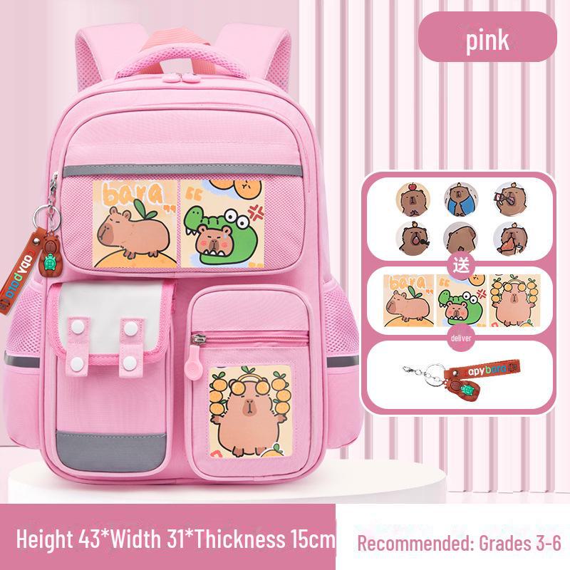 Рюкзак большой вместимости с капибарой для 1-6 классов - Милый и грязеотталкивающий дизайн для мальчиков и девочек