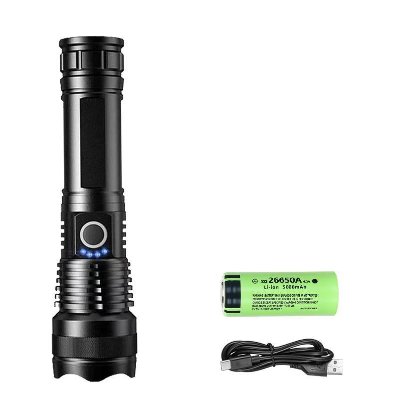High Power Rechargeable LED Tactical Flashlight Aluminum Alloy Telescopic Zoom Torch Lamp Outdoor Camping Fishing Flashlight