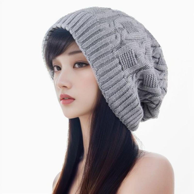 Knitted Women Warm Newborn Winter Hat Large Head Small Face Versatile Ear Protection Fashion Pile Hat