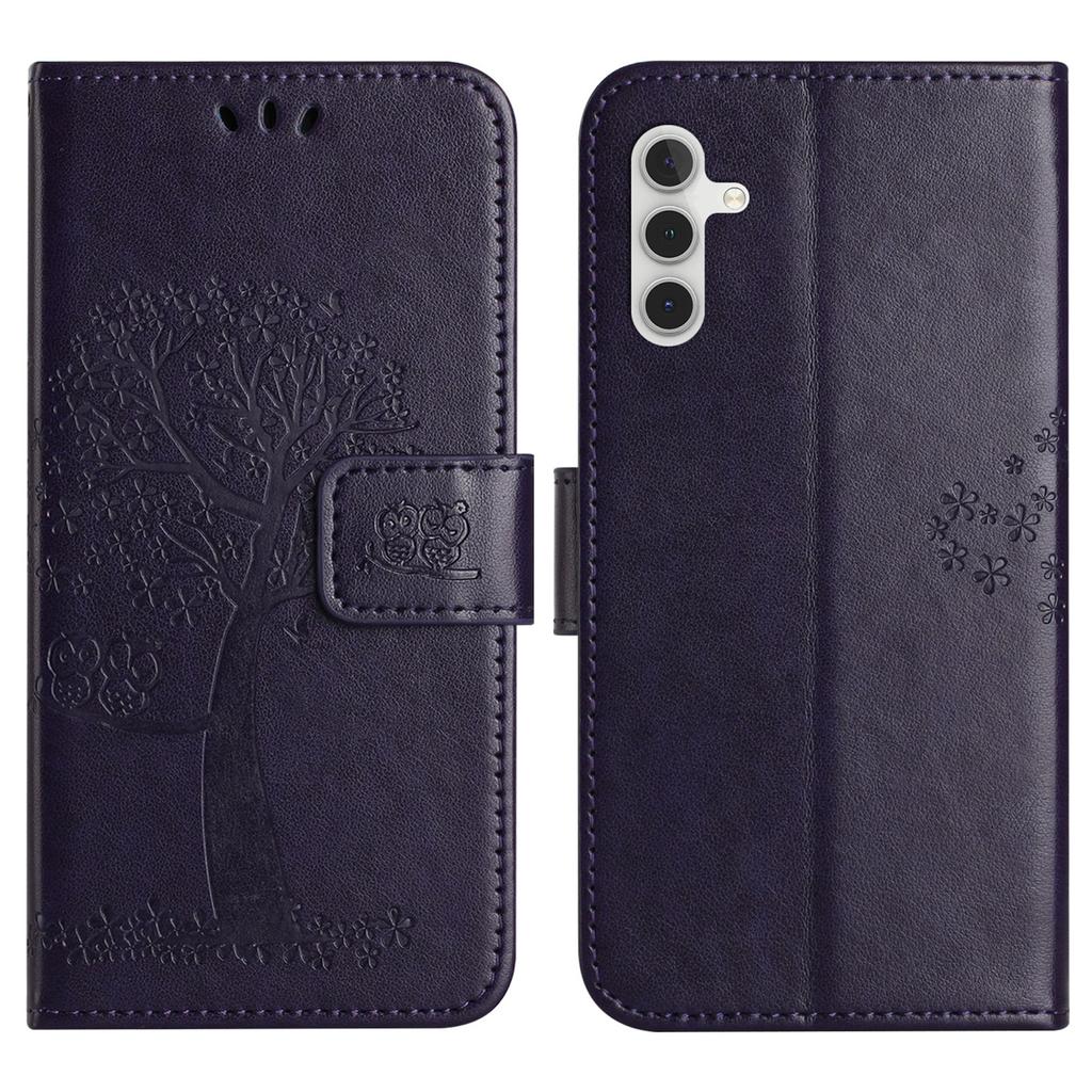 For Samsung Galaxy A56 5G Case PU Leather Owl Tree Imprinted Wallet Phone Cover
