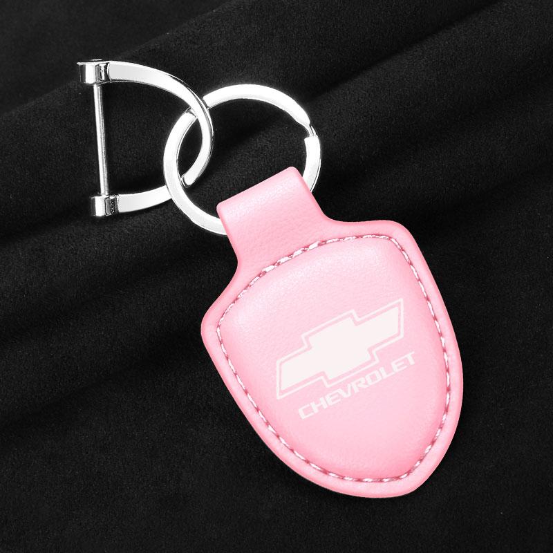AABHN1 Car Shield Leather Keychain Key Ring Pendant Holder Gift for Chevrolet Accessories