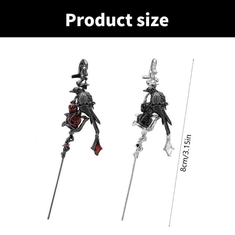 Удобные серьги для пирсинга, розовые и черные серьги-клипсы в виде ворона, аксессуары в альтернативном стиле для вечеринок, украшения