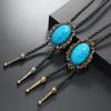 European and American Punk Style Retro Simple Turquoise Pattern Alloy Men's Long Poirot Collar Necklace