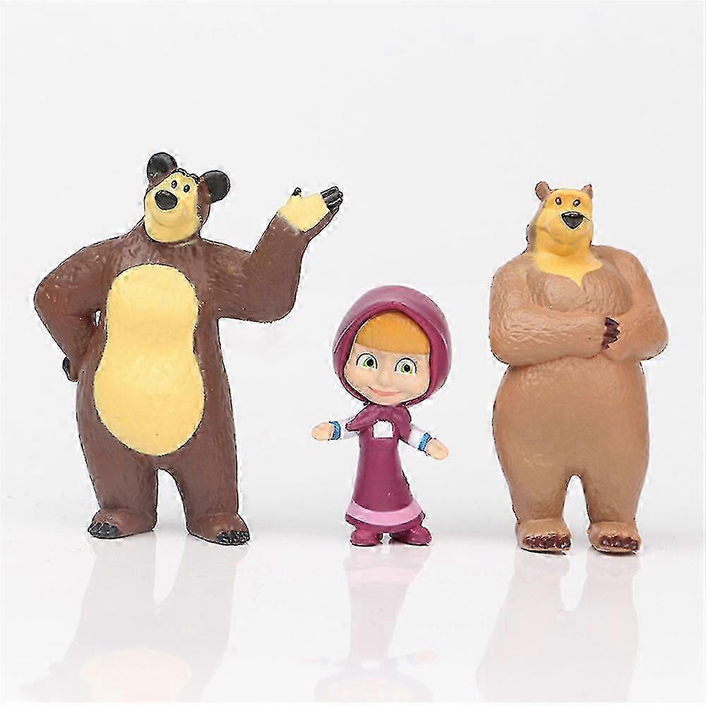 10-Piece Masha and Bear PVC Mini Figure Set for Home Decor Ideal for Cake Toppers and Party Supplies