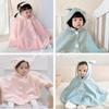 Baby Kids Poncho Bear Ear Floral Pattern Cold Protection Windproof Warm Front Opening Hooded Clothes for Girls Boys Boa Cotton Cloak Cape UV