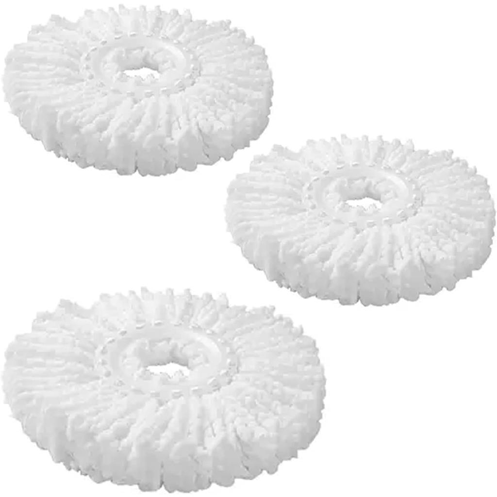 Set di 3 Teste di Ricambio per Mop Rotante 360° – Microfibra Super Assorbente, Lavabile in Lavatrice – Compatibile con la Maggior Parte dei Mop