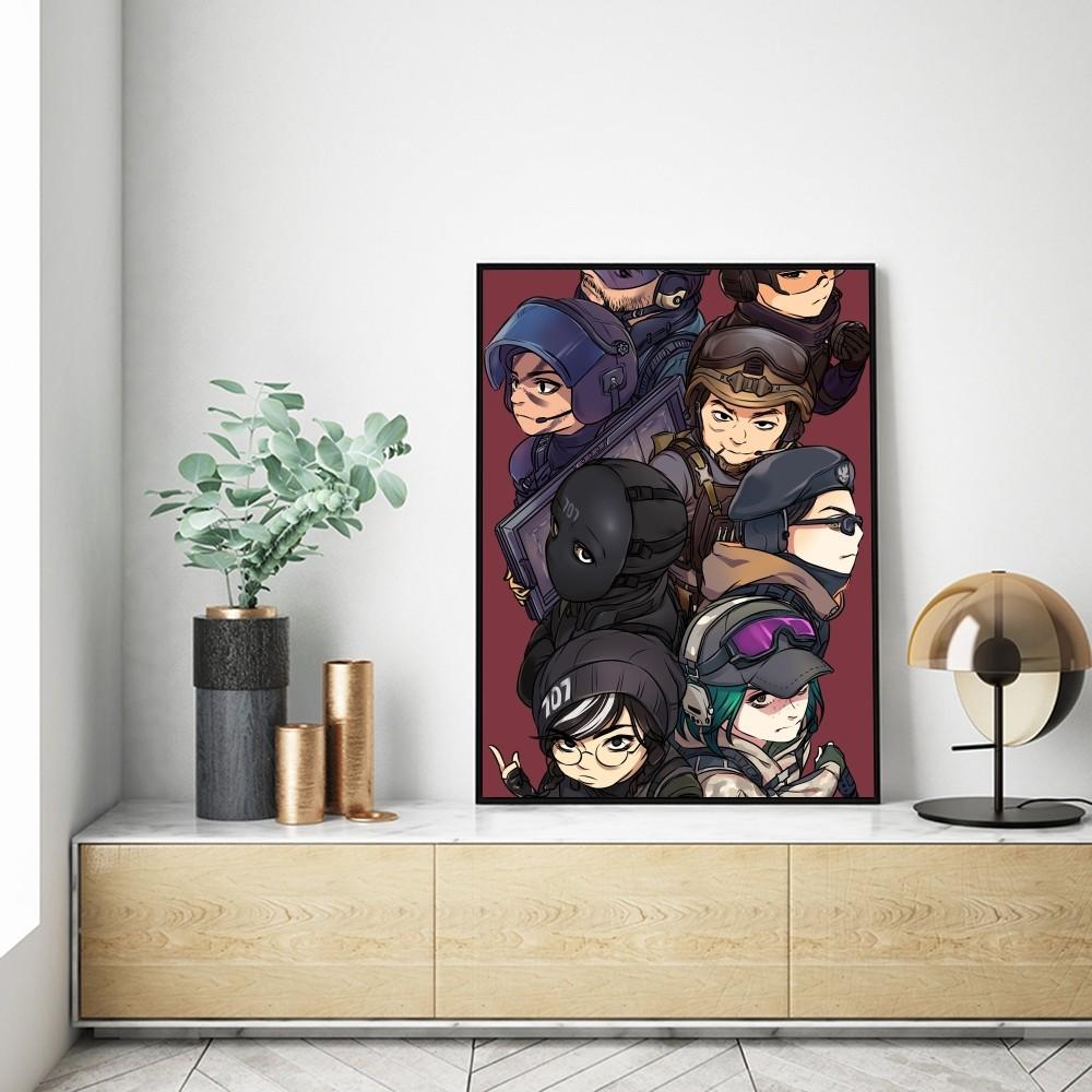 1 шт. R-R6 Rainbows Six Siege Классический фильм Самоклеящийся художественный постер Водонепроницаемая бумажная наклейка Декор для стен кофейни, бара, комнаты