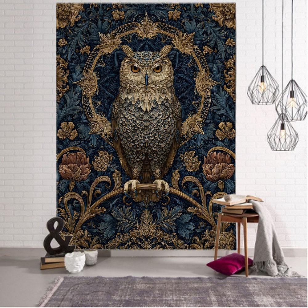 Psychedelic owl tapestry wall hanging tarot divination bohemian wall cloth home wall decoration aesthetic room art decoration
