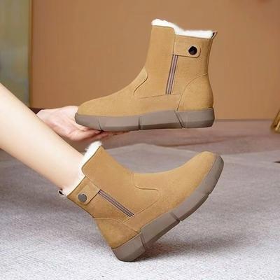 Женские зимние ботинки 2025 новые зимние ботинки с утолщенным теплым коротким голенищем, нескользящие хлопковые ботинки, северо-восточные толстоподошвенные морозостойкие хлопковые ботинки