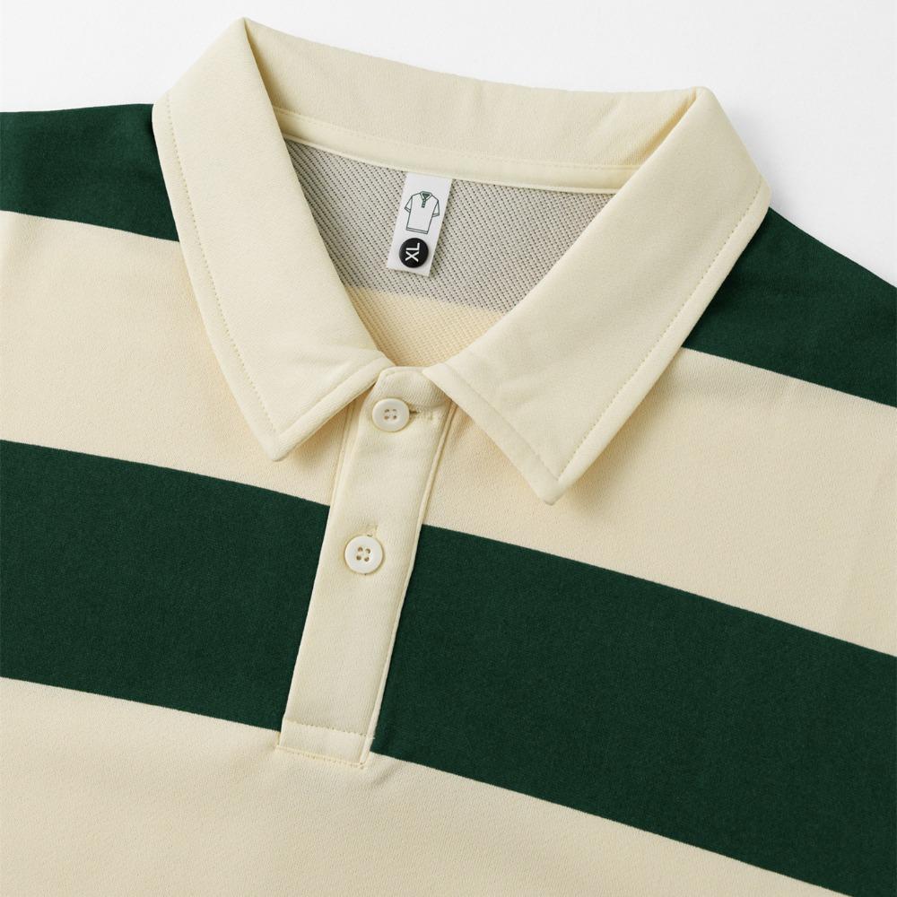Men Long-sleeved T-shirt 2025 Autumn New Fashion Trend Striped Printing Casual Loose Outdoor Camping Lapel Top Couple POLO Shirt