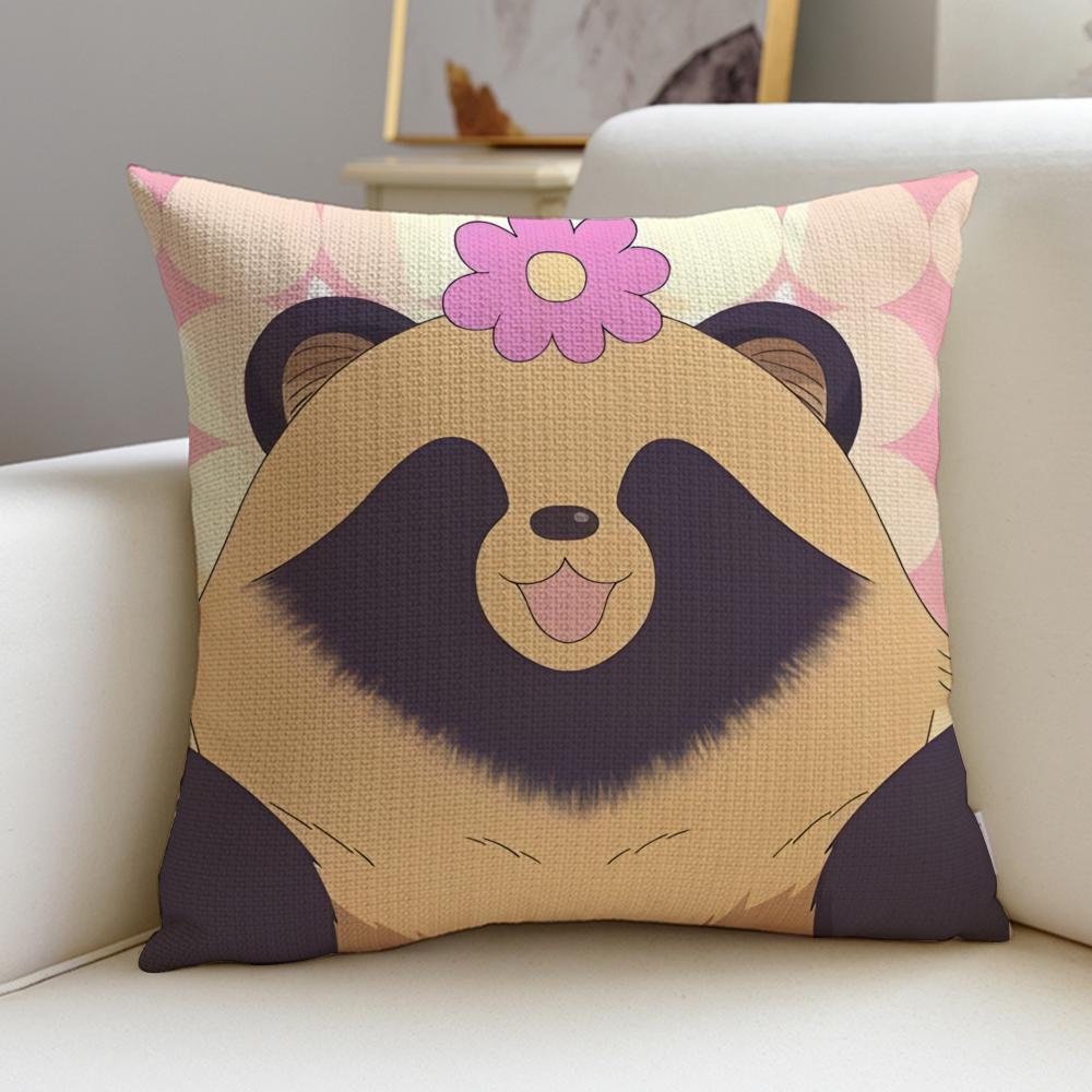 you and the rain tanukiS Cushion Cover Breathable and skinfriendly linen pillowcase square removable and washable cushion
