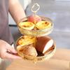 Gold Fruit Serving Tray Hollow Out 2 Tier Fruit Tray Multipurpose Jewelry Dish  Front Desk