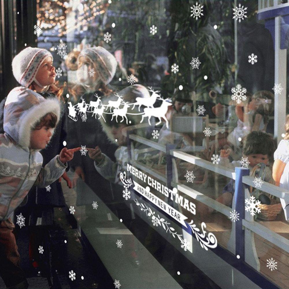 1 Set Gifts Ornament Christmas Shopwindow Decor Snow Flakes Decals Wall Art Wall Stickers