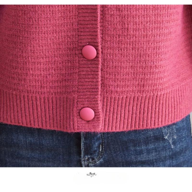 Autumn and Winter Fashion Women's Sweater Knitted Cardigan Round Neck Pearl Sweater Coat Thickened