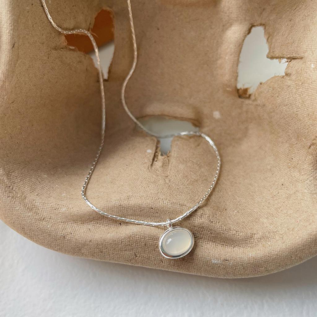 Новая мода корейской версии S925 серебряное ожерелье женская белая нефритовая цепочка из кости новые овальные украшения