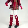 Women Thicken Ribbed Knit Leg Warmer Preppy Style Double Striped Leg Covers Snow Boot Cuffs Over Knee Stacked Long Socks