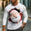Christmas Men's 3D Printed Funny Santa Claus Long Sleeve T-Shirt O-Neck Autumn Winter Casual Comfortable T-shirt